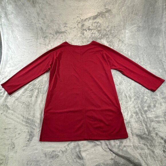 Chico’s Blouse Women's Small Wine Burgundy Mesh Hem Beaded Tunic - Picture 10 of 11